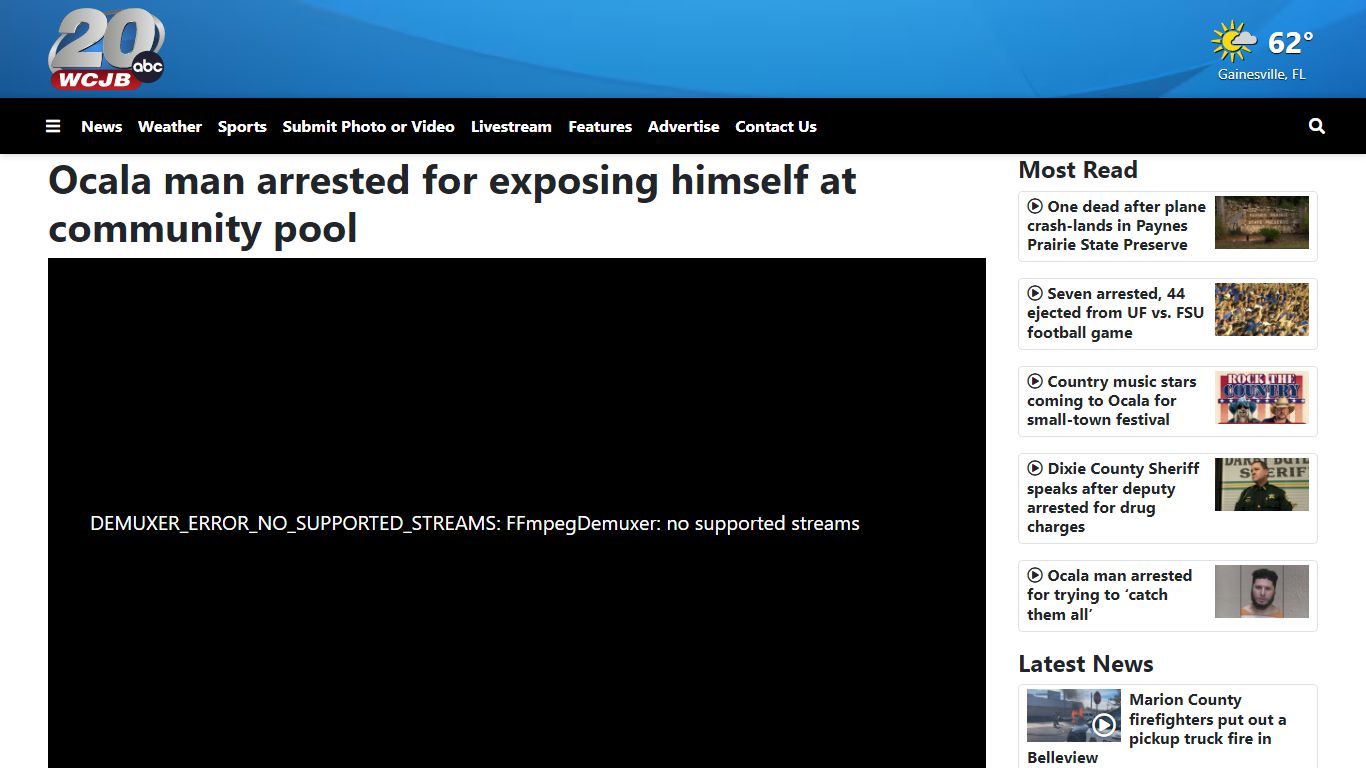 Ocala man arrested for exposing himself at community pool - WCJB TV20